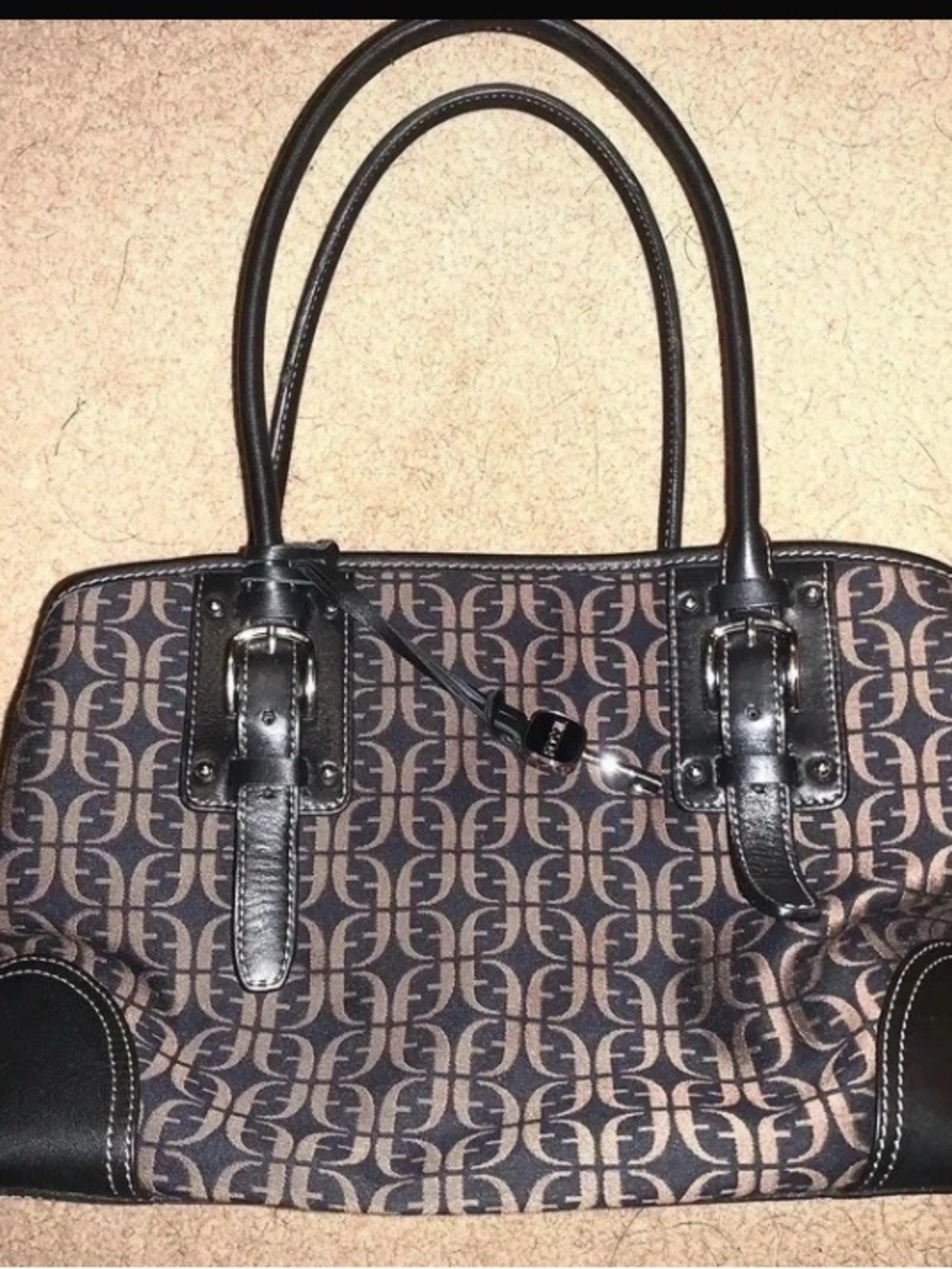 Fossil Monogram Tote in Brown and Black